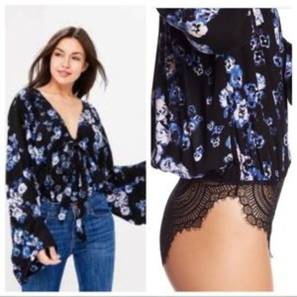 FREE PEOPLE Fourties Feel Bodysuit Black Combo EUC sz XS - Picture 6 of 16